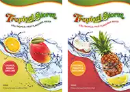 Etiquetas para zumos o agua saborizada con círculos que detallan promociones u ofertas