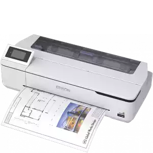 Impresora gran formato SC-T3100N se muestra en color blanco sin soporte. 