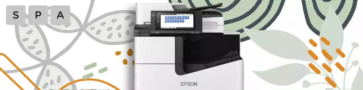 Parte superior impresora oficina enterprise muestra su gran pantalla